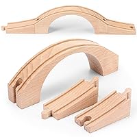 Wood Train Track Expansion Wooden Train Track Accessories Wooden Train Bridge for Most Major Toy Trains Railway