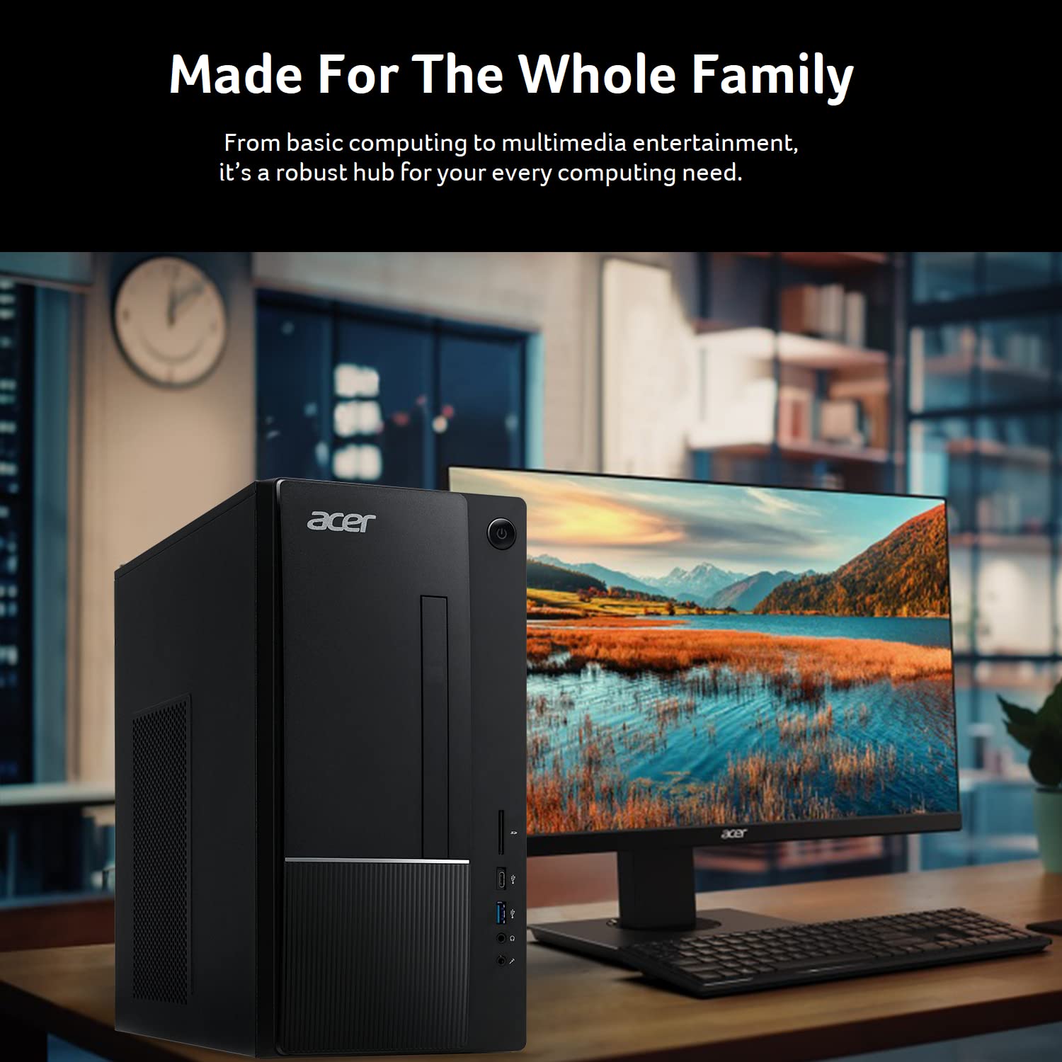 Acer Aspire TC-1770-UR12 Desktop | 13th Gen Intel Core i5-13400 10-Core Processor | 16GB 3200MHz DDR4 | 512GB M.2 2280 PCIe Gen 4 SSD | SD Card Reader | Intel Wi-Fi 6E AX211 | Windows 11 Home,Black