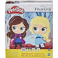 Play-Doh Featuring Disney Frozen 2 Create 'n Style Set Anna and Elsa Toy for Kids 3 Years and Up with 10 Cans, Non-Toxic