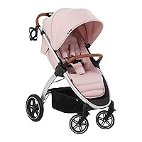 Uptown Deluxe Stroller - One-Handed Compact Folding, Fully Reclining, Adjustable Height, Cup Holder, Up to 55 lbs. Max Weight - Melange Rose