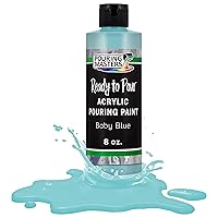 POURING MASTERS Baby Blue Acrylic Ready to Pour Pouring Paint - Premium 8-Ounce Pre-Mixed Water-Based - for Canvas, Wood, Paper, Crafts, Tile, Rocks and More