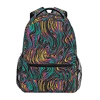 ALAZA Abstract Rainbow Color Geometric Backpack for Women Men,Travel Trip Casual Daypack College Bookbag Laptop Bag Work Business Shoulder Bag Fit for 14 Inch Laptop
