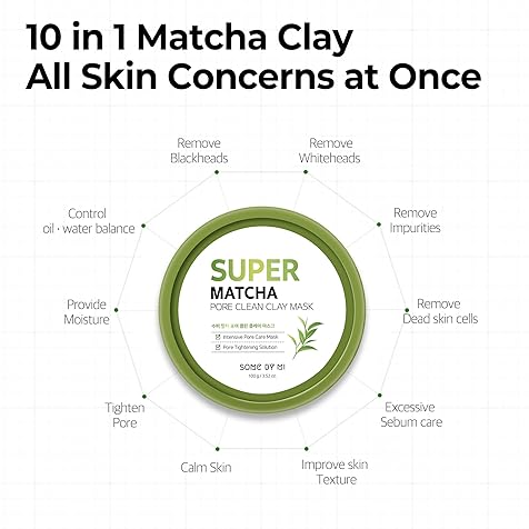 Super Matcha Pore Clean Clay Mask - 3.52Oz, 100g - Made from Match Water for Sensitive Skin - Skin Moisturizing Effect with Sebum and Pore Care - Korean Skin Care