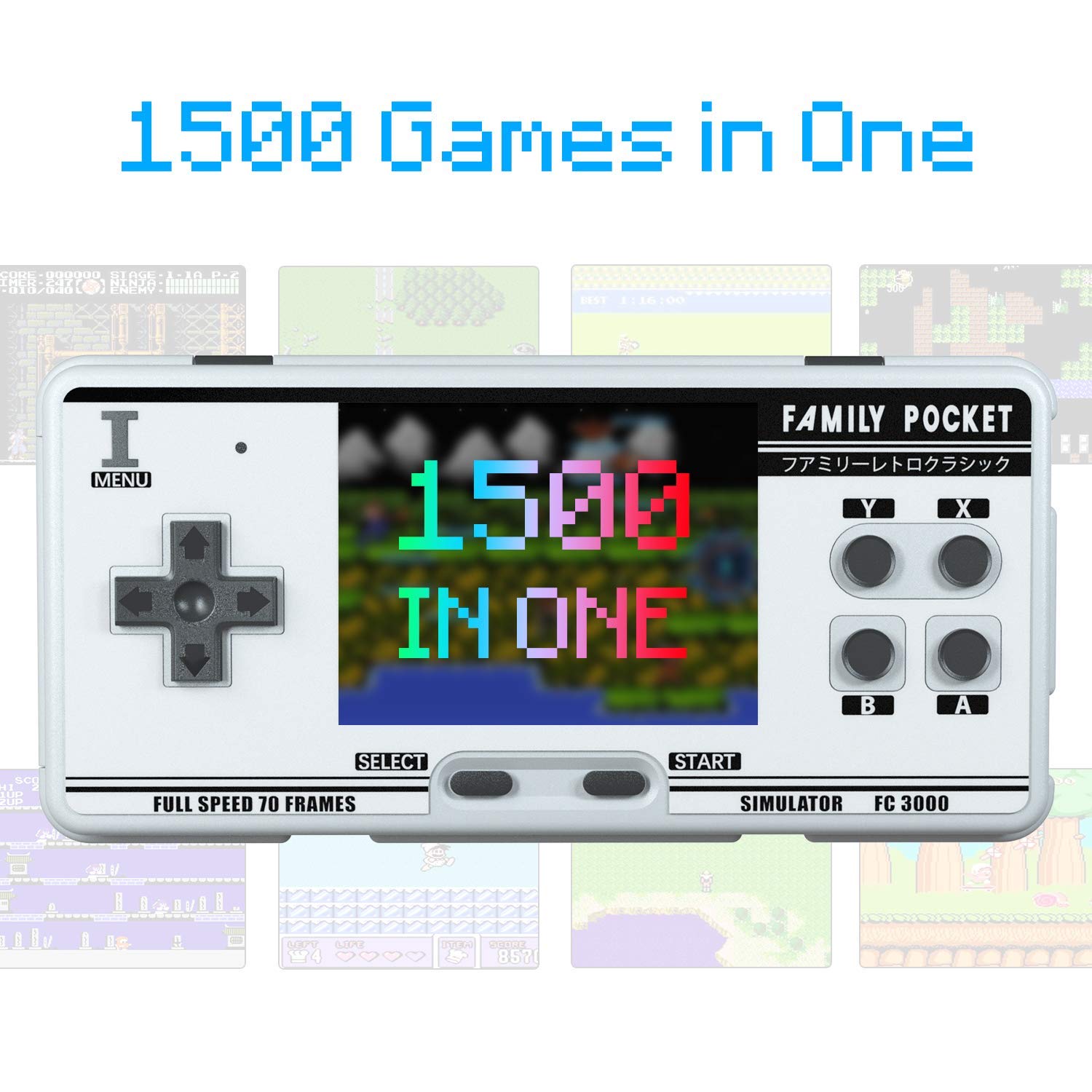 Handheld Retro Game Console, Retro Mini Game Player with 1500 Classic FC Games,3.0 Inch Screen 1800mAh Rechargeable Battery Portable Game Console Support TV Connection.
