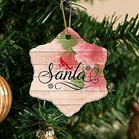 Santa Housewarming Gift New Home Gift Hanging Keepsake Wreaths for Home Party Commemorative Pendants for Friends 3 Inches Double Sided Print Ceramic Ornament.