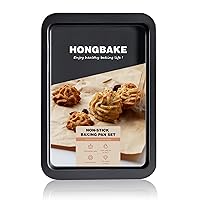 HONGBAKE Nonstick Cookie Sheets, Baking Sheet for Oven with Wider Grip, 15x10 Jelly Roll Pan, Commercial Cooking Tray