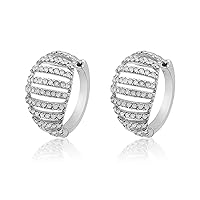1.10 Cttw Round Cut White Natural Diamond Huggie Hoop Earrings in Sterling Silver Latch Back (H-I Color)