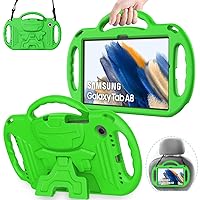 AVAWO Kids Case for Samsung Galaxy Tab A8 10.5 Inch 2021, with Strap, Light Weight Shock Proof Handle Stand, Green