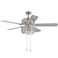 Warehouse of Tiffany Walter Dual Lamp Chrome 52-inch Lighted Ceiling Fan w Crystal Shades