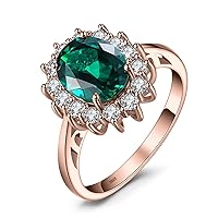 JewelryPalace Princess Diana Kate Middleton Gemstone Rings, Emerald, Sapphire, Topaz, Amethyst, Citrine, Garnet, Peridot, Ruby, Engagement/Promise Ring, 925 Silver Women's Jewellery, Rose Gold/Gold