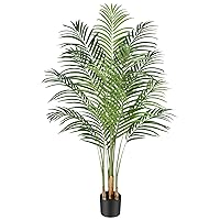 5ft Artificial Palm Tree Indoor Plant Tall Fake Tropical Paradise Palm Tree in Pot with Real Bark Design Faux Areca Palm Tree for Home Office Living Room Bedroom Farmhouse Modern Decor 1pcs
