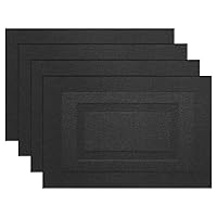 PIGCHCY Placemats,Washable Vinyl Woven Table Mats,Elegant Durable Placemats for Dining Table Set of 4 (18 x 12 inches, Pure Black)
