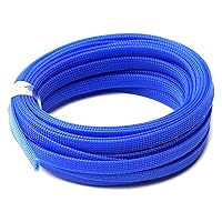 Othmro 32.8ft Length Expandable PET Flexible Braided Cable Sleeves 0.39in Width Wire Loom Sleeving and Organizers Flexible Wire Mesh Sleeves for TV Audio PC Computer Cords from Pet Chewing Blue