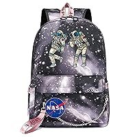 Unisex NASA Casual Bookbag-Large Capacity Rucksack with USB Charging Port Novelty Graphic Daily Bags