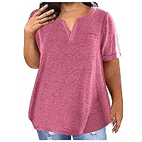 Plus Size Tops for Women Sexy V-Neck Blouse Loose Fit Oversized T-Shirt Short Sleeve Summer Tunic Plain Tee Shirts