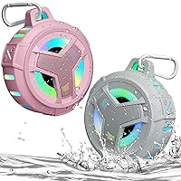 EBODA Waterproof Bluetooth Speaker with LED Light Show, Floating,Portable Wireless 24H Playtime,True Wireless Stereo for Kayak, Pool, Beach, Bike -Gray and Pink