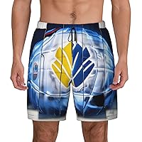 Ice Hockey Art Pattern Mens Swim Trunks - Beach Shorts Quick Dry with Pockets Shorts Fit Hawaii Beach Swimwear Bathing Suits