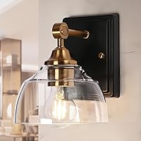 KSANA Sconces Wall Lighting, 1-Light Black and Gold Wall Sconce Light, Modern Bedroom Bathroom Wall Sconces Indoor with Clear Glass Shade