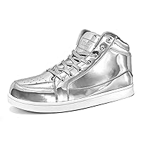 IGxx Men's Sneakers Punk Ankle Boots for Men Metal Rivet High Top Lace-up Running Basketball Shoes for Shiny Metal Decoration Shoes Motorcycle Boots