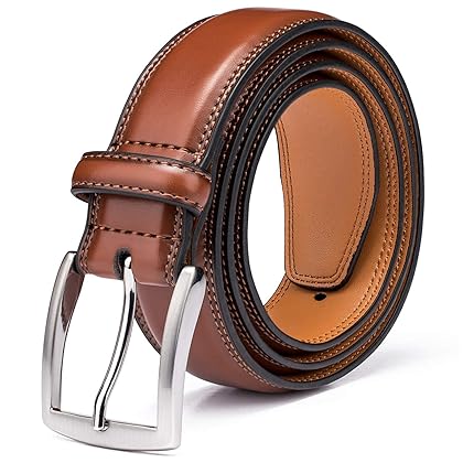 KM Legend Men's Leather Dress Belt-Classic & Fashion for Work Business and Casual