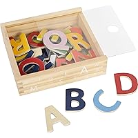 Small Foot Wooden Toys, Colorful Wooden Magnetic Letters in A Travel Box 37 Piece for Learning The Alphabet & Spelling First Words Educational Toy Designed for Ages 3+, Multi, Standard Size
