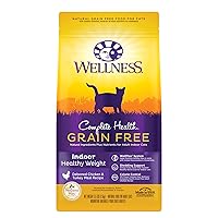 Wellness Natural Pet Food Complete Health Grain-Free Indoor Healthy Weight Chicken Recipe Dry Cat Food, 5.5 Pound Bag