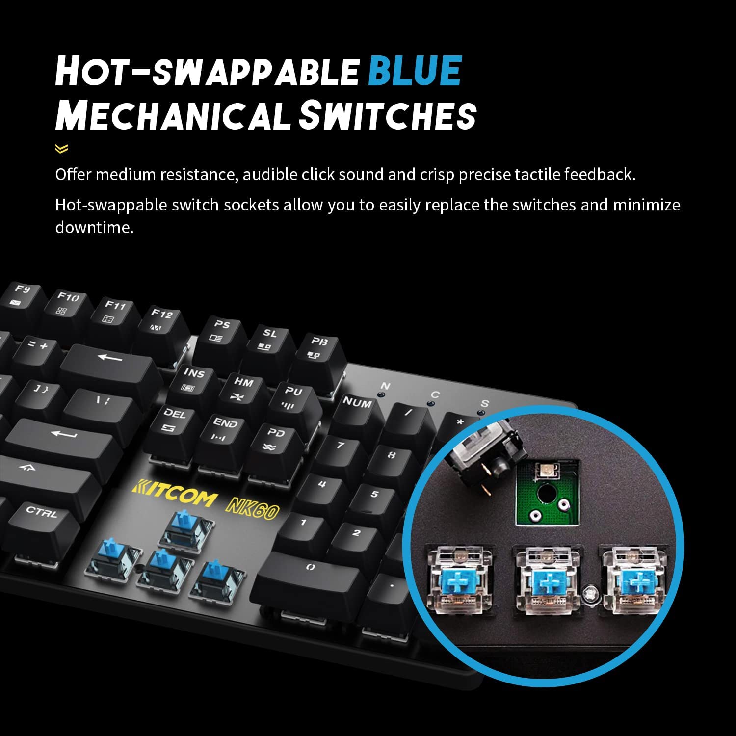 PC Gaming Keyboards RGB Backlit Mechanical Keyboard ABS keycap Programmable Macro Detachable USB Wired Keyboard for Windows PC（104 Keys Blue Switch
