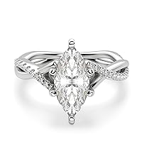 Kiara Gems 3 CT Marquise Infinity Engagement Ring Wedding Eternity Band Vintage Solitaire Silver Jewelry Halo-Setting Anniversary Praise Vintage Ring Gift