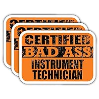(x3) Certified Bad Ass Instrument Technician Stickers | Cool Funny Occupation Job Career Gift Idea | 3M Sticker Vinyl Decal for Laptops, Hard Hats, Windows, Cars