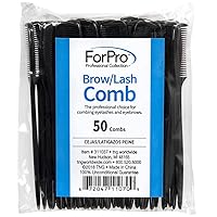 ForPro Brow and Lash Comb, Disposable Eyelash Comb, Black, 50-Count
