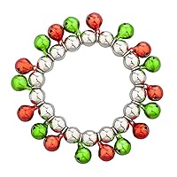 LUX ACCESSORIES Multi Color Christmas Jingle Bells Stretch Bracelet