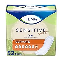 Tena Incontinence Pads, Bladder Control & Postpartum for Women, Ultimate Absorbency, Extra Coverage, Long, Sensitive Care, 52 Count