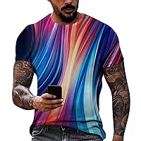 Men's Graphic T-Shirt Short-Sleeve Athletic Running Gym Workout Casual Tee Shirts Retro Print Sport Streetwear Tops
