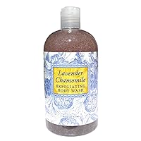 LAVENDER CHAMOMILE Exfoliating Body Wash for Men and Women-Gentle Body Scrub Parabens Free -Sulphates Free-Blended with Loofah, Apricot Seed-Moisturizing Shea Butter -16 oz.