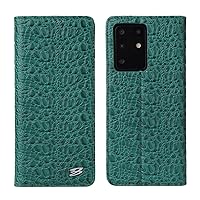 Genuine Leather Flip Case for Samsung Galaxy S20 Ultra,Luxurious Crocodile Pattern Real Leather Wallet Case Magnetic Closure Kickstand Card Slot