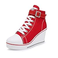Women's Canvas High-Heeled Shoes Fashion Sneakers Casual Shoes for Walking Platform Wedges Pump Shoes