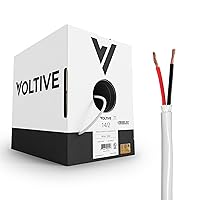 Voltive Voltive 14/2 Speaker Wire - 14 AWG/Gauge 2 Conductor - UL Listed in Wall (CL2/CL3) and Outdoor/In Ground (Direct Burial) Rated - Oxygen-Free Copper (OFC) - 500 Foot Bulk Cable Pull Box - White