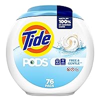 Tide PODS Free & Gentle Liquid Laundry Detergent Pacs, 76 count, Packaging may vary
