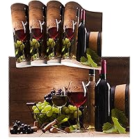 visesunny Glasses Wine Grapes Wooden Pattern Placemat Set of 1 Table Mat Desktop Decoration Placemats Non Slip 12x18 in for Dining Home Kitchen Indoor