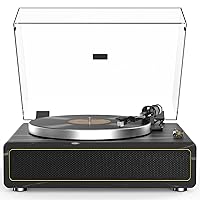 All-in-one Record Player Turntable with Built-in Speakers Vinyl Record Player Support Wireless Playback Auto Stop 33&45 RPM Speed RCA Line Out AUX in Belt-Drive Turntable for Vinyl Records Black