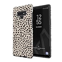 BURGA Phone Case Compatible with Samsung Galaxy Note 9 - Hybrid 2-Layer Hard Shell + Silicone Protective Case - Black Polks Dots Pattern Nude Almond Latte Fashion - Scratch-Resistant Shockproof Cover