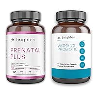 Dr. Brighten Prenatal Plus and Probiotic Dietary Supplements Bundle - Non-GMO, Vegan for Pregnant or Nursing Mothers