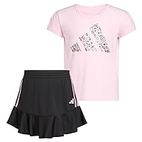 adidas girls 2 Piece Ruffle Skort & T-shirt Skirt SetSkort