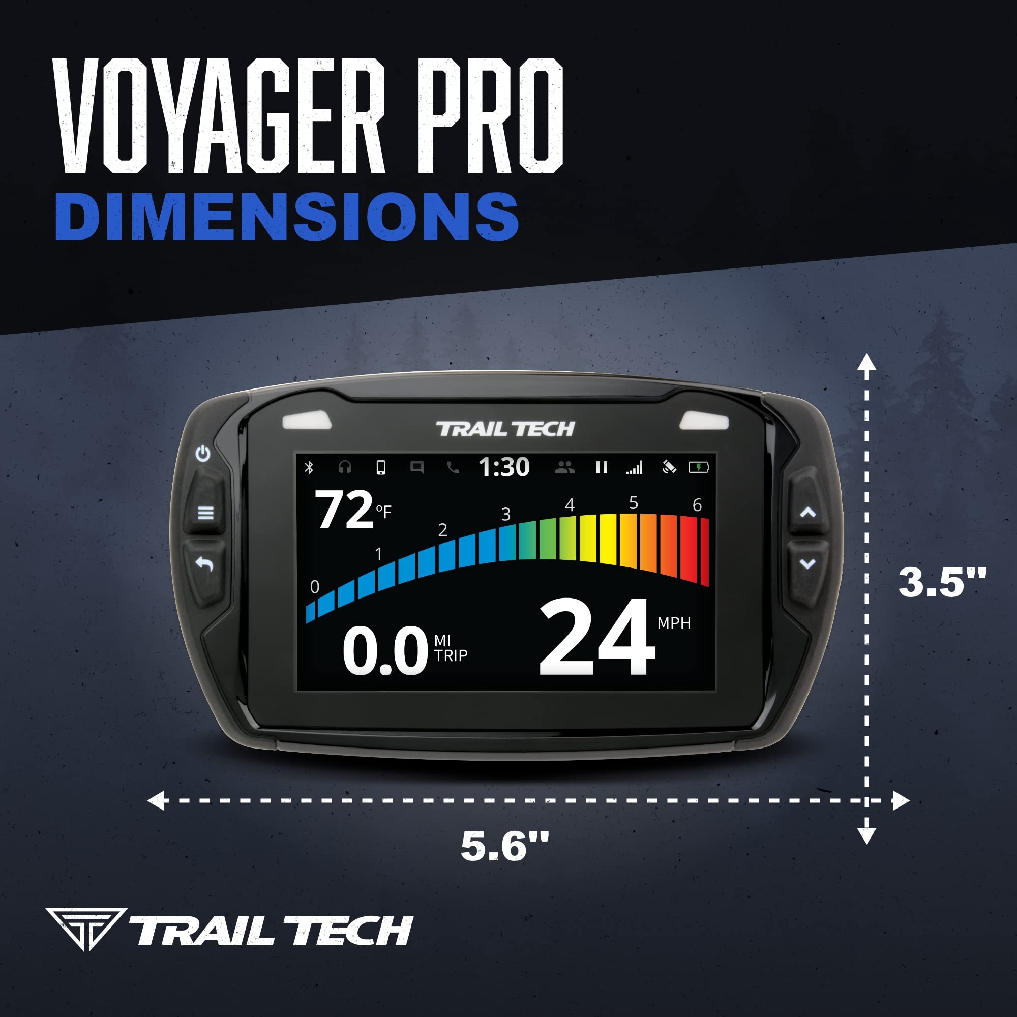 Trail Tech 922-122 Voyager Pro GPS Kit with Digital Gauge Trail Maps 4-Inch TFT LCD Touch Screen, Buddy Tracking, Handsfree Bluetooth