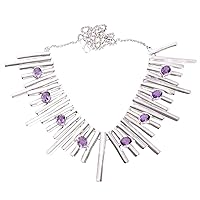 Amethyst Gemstone 925 Solid Sterling Silver Necklace Pretty Looking Designer Jewelry
