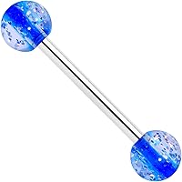 Body Candy 14G Women Color UV Glow Acrylic Ball Steel Barbell Tongue Ring Body Piercing Jewelry 5/8”