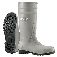 HISEA Men's Rain Boots with Steel Shank, Waterproof Rubber Protective Footwear, Seamless PVC Rainboots Outdoor Work Boots, Durable Garden Fishing Tall Kneed Boot for Agriculture and Industrial Working