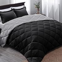 Basic Beyond Queen Comforter Set - Black Comforter Set Queen, Reversible Bed Comforter Queen Set for All Seasons, Black/Grey, 1 Comforter (88