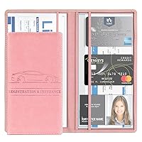 Car Registration and Insurance Card Holder, PU Glove Box Essential Documents Paperwork Driver License Organizer for Car, Wallet Case Auto Vehicle Truck Accessories for Women and Men （Rose Gold）