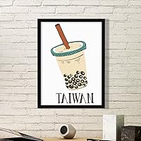 Drink Pearl Milk Tea Food Taiwan Simple Picture Frame Art Prints Paintings Home Wall Decal Gift